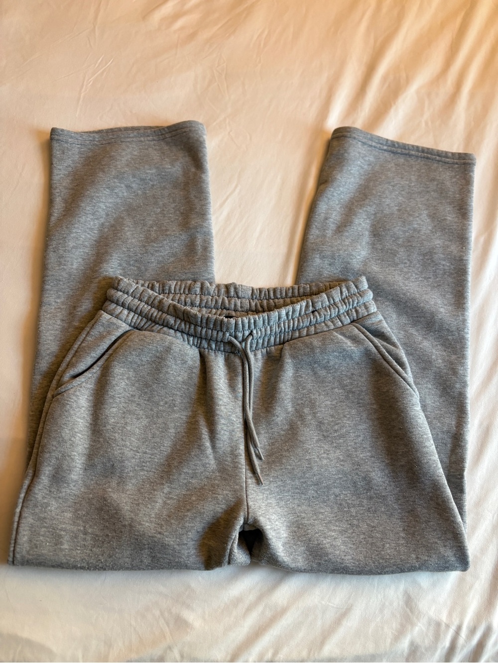Sugar Kiss Grey Straight Leg Fleece Lined Sweatpants Casual Cozy Fall Winter